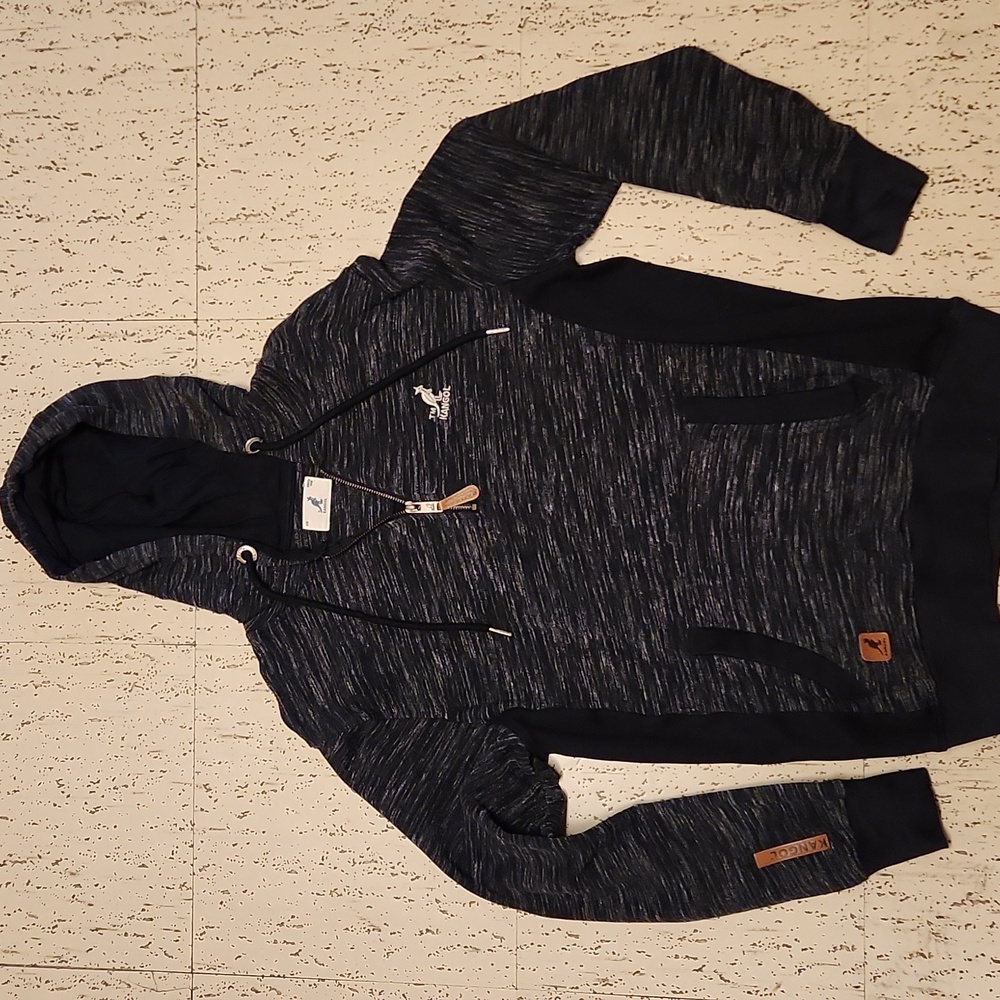 Kangol Blue Speckle 1/4 Zip Lightweight Pullover Hoodie Sweater